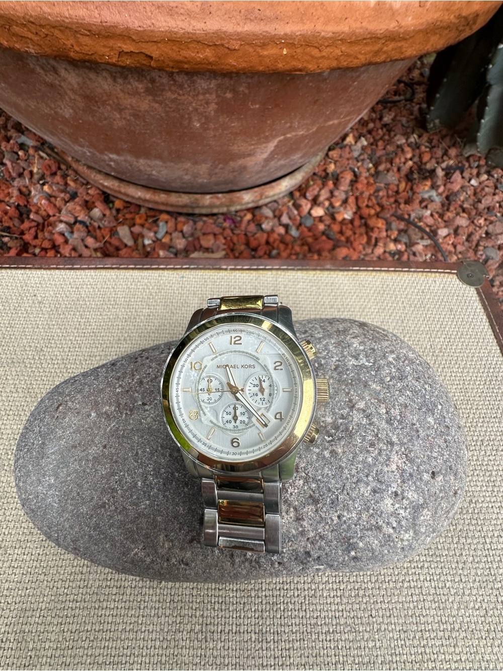 Michael Kors ⏱️ Silver and Gold Chronograph Bracelet Watch
